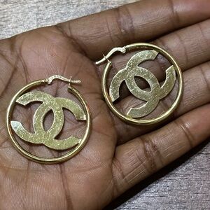 14k carat CC gold hoop earrings